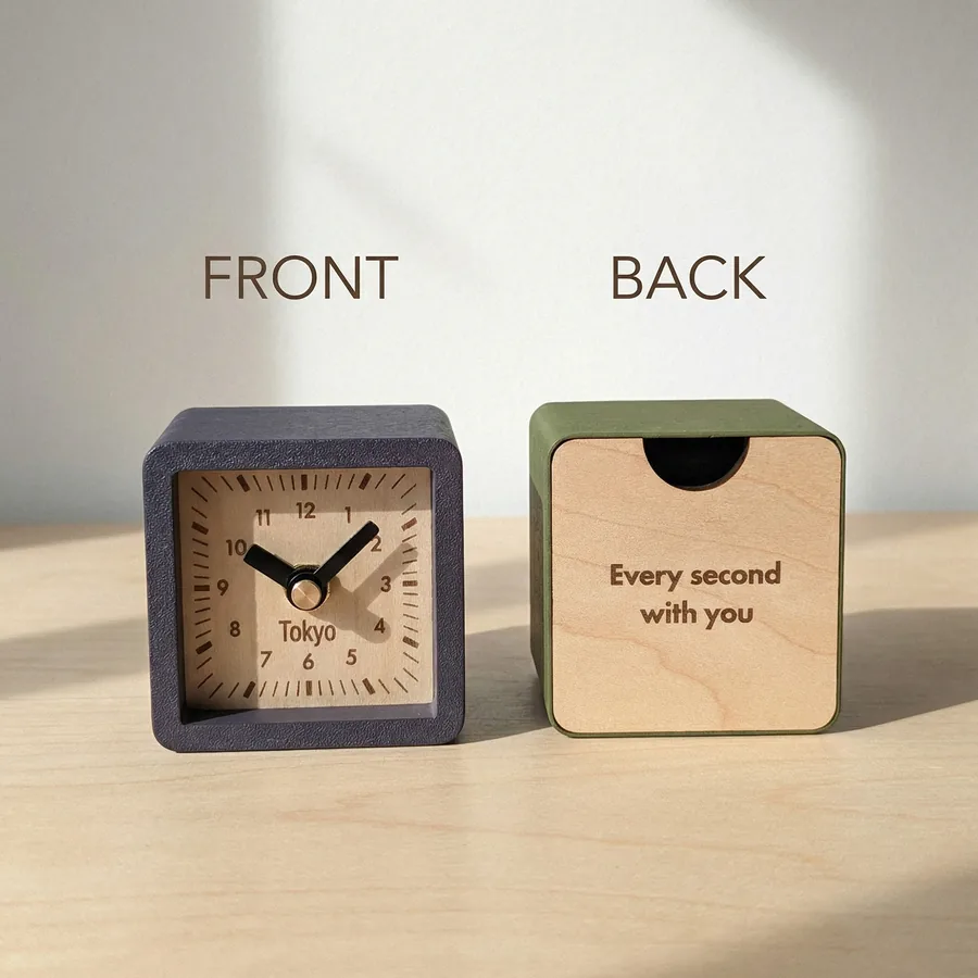 Cube Clock front and engraved back